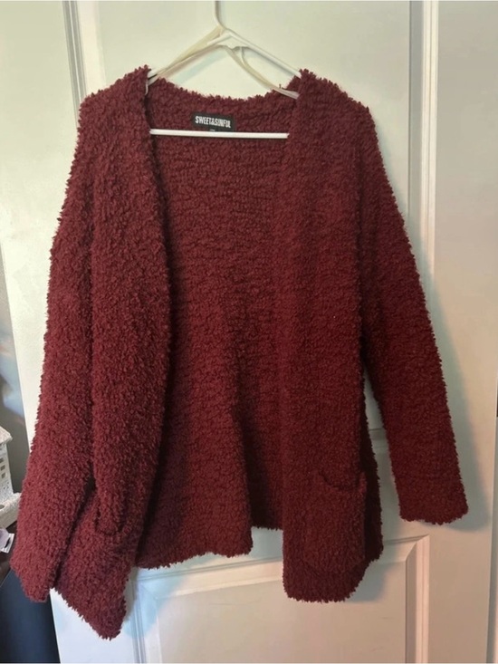 SWEET&SINFUL Jackets & Blazers - SWEET&SINFUL Teddy Jacket in Burgundy XL Like New